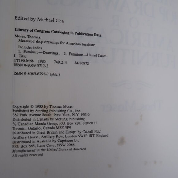 Measured Shop Drawings for American Furniture Thos Moser 1985 Paperback - Picture 6 of 7